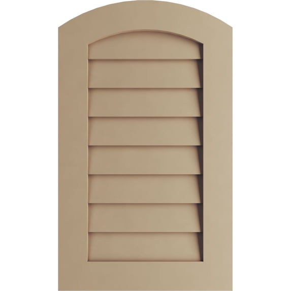 Ekena Millwork 30"W x 33"H Timberthane Rustic Smooth Arch Top Faux Wood Non-Functional Gable Vent, Primed Tan