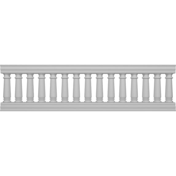 Ekena Millwork 32"H x 9'L Fiberthane Wellington Unassembled Balustrade Railing Kit, Style N (7 5/8" On-Center Spacing to Pass 4" Sphere Code)