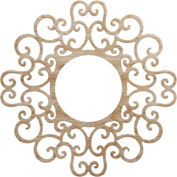 Ekena Millwork 32"OD x 12 1/4"ID x 1/4"T Reims Wood Fretwork Pierced Ceiling Medallion, Red Oak