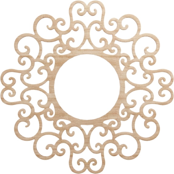 Ekena Millwork 32"OD x 12 1/4"ID x 3/8"T Reims Wood Fretwork Pierced Ceiling Medallion, Alder