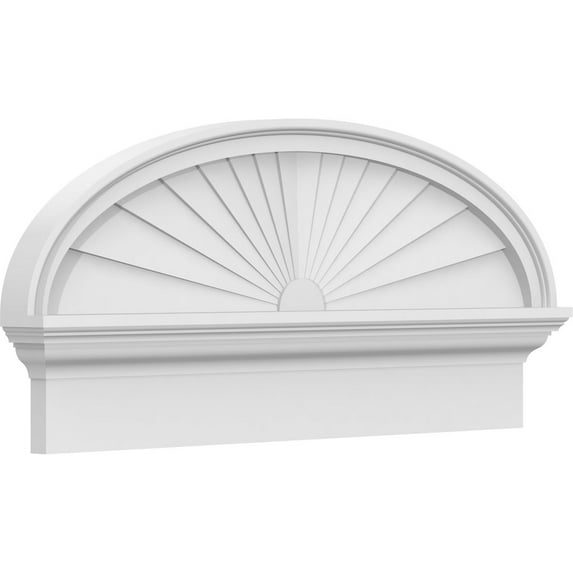 Ekena Millwork 32"W x 14-7/8"H x 2-3/4"P Elliptical Sunburst Architectural Grade PVC Combination Pediment