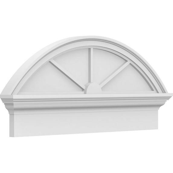 Ekena Millwork 32"W x 14-7/8"H x 2-3/4"P Segment Arch 3 Spoke Architectural Grade PVC Combination Pediment