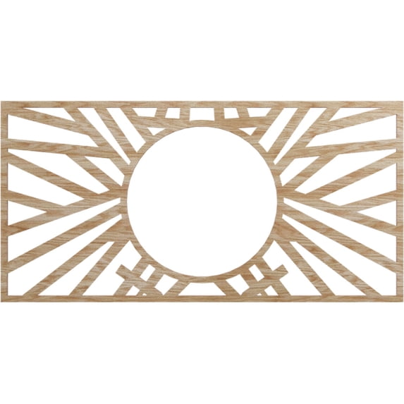 Ekena Millwork 32"W x 16"H x 11 7/8"ID x 1/4"T Hoover Wood Fretwork Pierced Ceiling Medallion, Red Oak