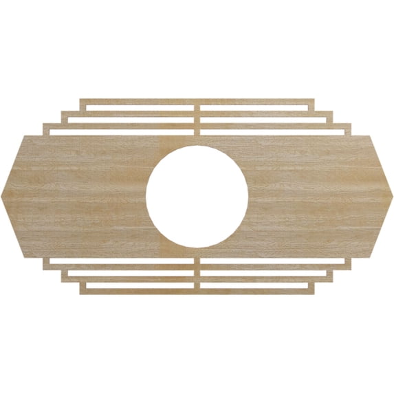Ekena Millwork 32"W x 16"H x 8 3/8"ID x 1/4"T Chrysler Wood Fretwork Pierced Ceiling Medallion, Hickory