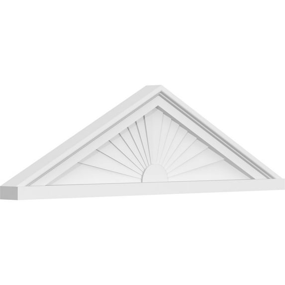 Ekena Millwork 32"W x 9"H x 2"P (Pitch 6/12) Peaked Cap Sunburst Architectural Grade PVC Pediment