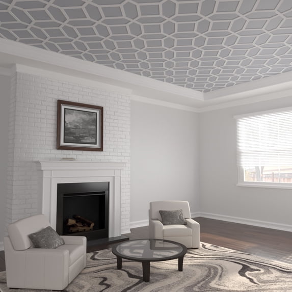 Ekena Millwork 33"W x 33"H x 3/8"T Small Cameron Decorative Fretwork Ceiling Panels in Architectural Grade PVC