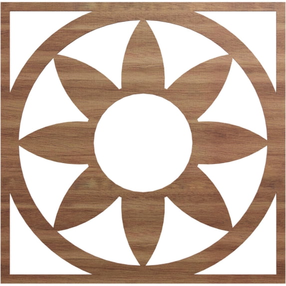 Ekena Millwork 34"OD x 11 3/4"ID x 3/8"T Blume Wood Fretwork Pierced Ceiling Medallion, Walnut
