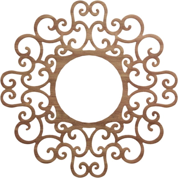 Ekena Millwork 34" OD x 13" ID x 3/8" T Reims Wood Fretwork Pierced Ceiling Medallion, Walnut