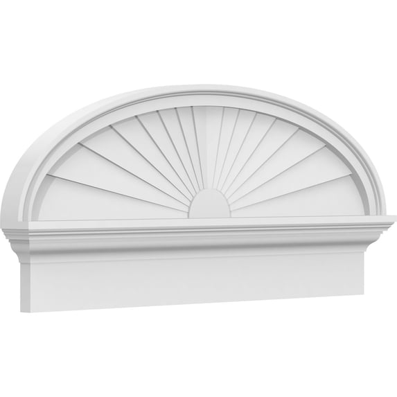Ekena Millwork 34"W x 15-3/8"H x 2-3/4"P Elliptical Sunburst Architectural Grade PVC Combination Pediment