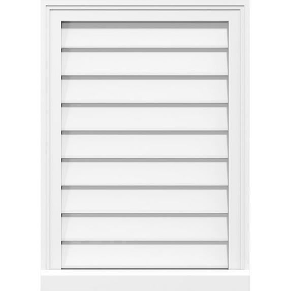 Ekena Millwork 34"W x 18"H Vertical Surface Mount PVC Gable Vent: Non-Functional, w/ 2"W x 2"H Brickmould Sill Frame