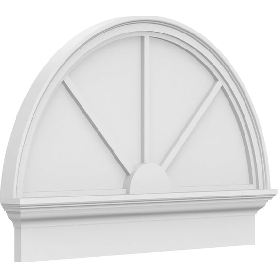 Ekena Millwork 34"W x 23-3/4"H x 2-3/4"P Half Round 3 Spoke Architectural Grade PVC Combination Pediment