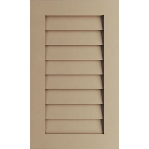 Ekena Millwork 34"W x 27"H Timberthane Rustic Smooth Vertical Faux Wood Non-Functional Gable Vent, Primed Tan