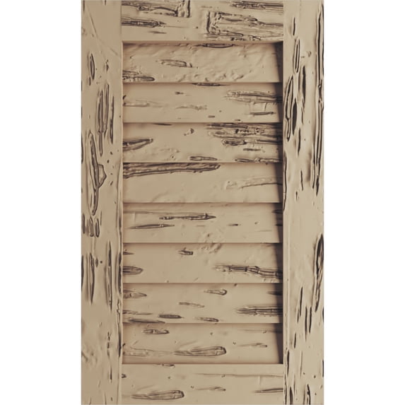 Ekena Millwork 34"W x 33"H Timberthane Pecky Cypress Vertical Faux Wood Non-Functional Gable Vent, Primed Tan