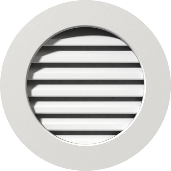 Ekena Millwork 34"W x 34"H Round Gable Vent (39"W x 39"H Frame Size) Functional, PVC Gable Vent with 1" x 4" Flat Trim Frame