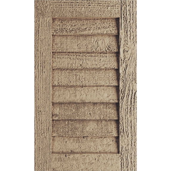 Ekena Millwork 34"W x 48"H Timberthane Rough Sawn Vertical Faux Wood Non-Functional Gable Vent, Primed Tan