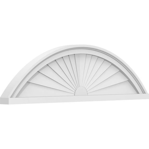 Ekena Millwork 34"W x 9-1/2"H x 2"P Segment Arch Sunburst Architectural Grade PVC Pediment