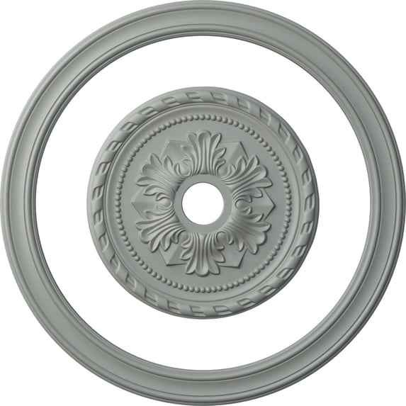 Ekena Millwork 36 1/2"OD x 30 1/4"ID Ceiling Ring with 20 7/8"OD Ceiling Medallion Palmetto Light Accent Kit