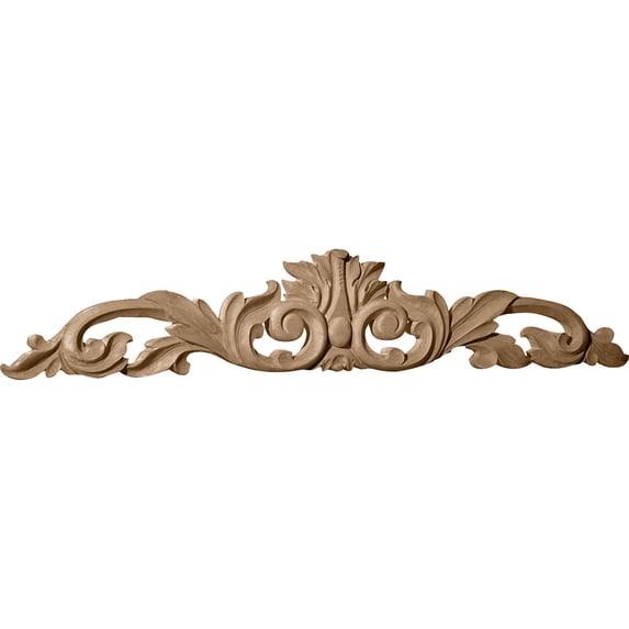 Ekena Millwork 36 1/2"W x 6 1/4"H x 1"D Large Green Leaf Center with Scrolls, Maple