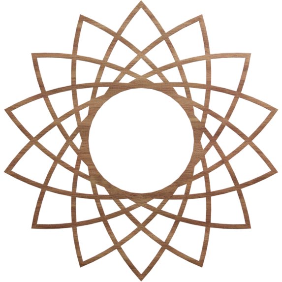 Ekena Millwork 36"OD x 13 7/8"ID x 3/8"T Eleanor Wood Fretwork Pierced Ceiling Medallion, Walnut