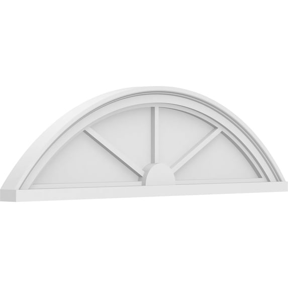 Ekena Millwork 36"W x 10"H x 2"P Segment Arch 3 Spoke Architectural Grade PVC Pediment
