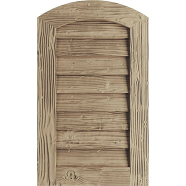 Ekena Millwork 36"W x 12"H Timberthane Sandblasted Arch Top Faux Wood Non-Functional Gable Vent, Primed Tan