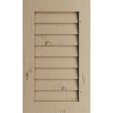 Ekena Millwork 36"W x 15"H Timberthane Knotty Pine Vertical Faux Wood Non-Functional Gable Vent, Primed Tan