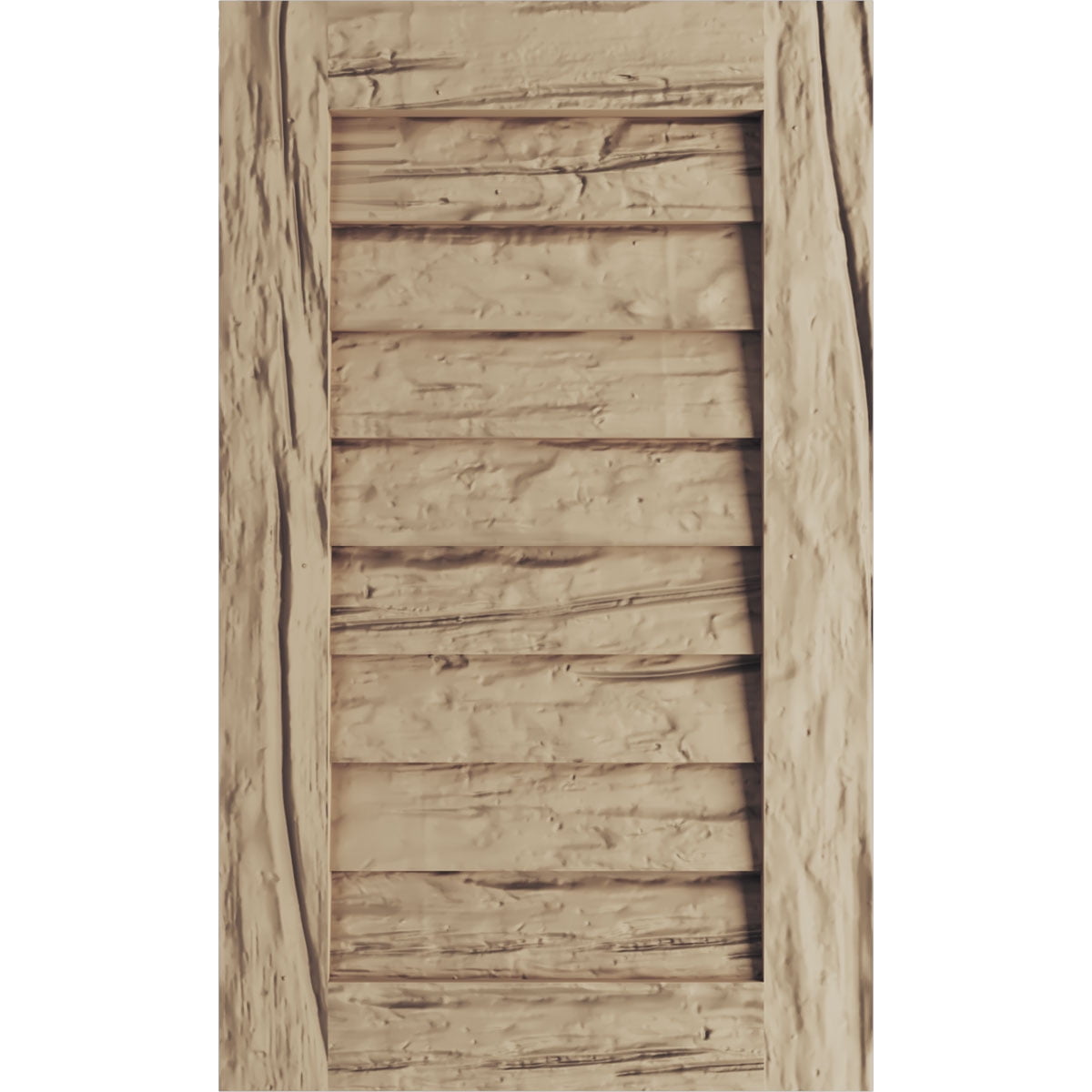 Ekena Millwork 36"W x 18"H Timberthane Riverwood Vertical Faux Wood Non-Functional Gable Vent, Primed Tan