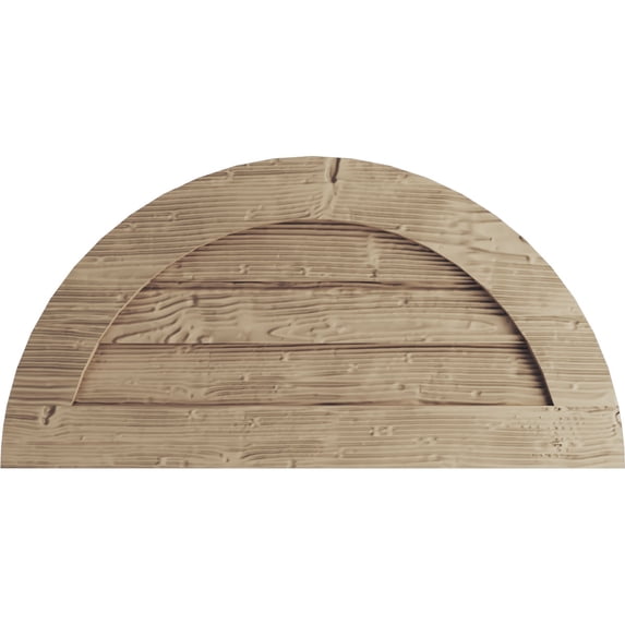 Ekena Millwork 36"W x 18"H Timberthane Sandblasted Half Round Faux Wood Non-Functional Gable Vent, Primed Tan