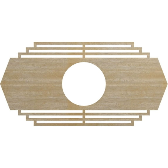 Ekena Millwork 36"W x 18"H x 9 1/2"ID x 3/8"T Chrysler Wood Fretwork Pierced Ceiling Medallion, Hickory