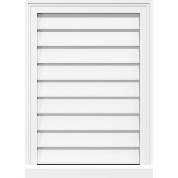 Ekena Millwork 36"W x 20"H Vertical Surface Mount PVC Gable Vent: Non-Functional, w/ 2"W x 2"H Brickmould Sill Frame