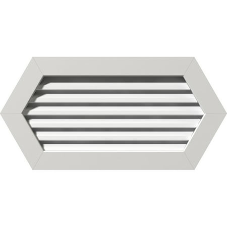 Ekena Millwork 36"W x 28"H Horizontal Peaked Gable Vent (41 1/4"W x 33"H Frame Size) Functional, PVC Gable Vent with 1" x 4" Flat Trim Frame