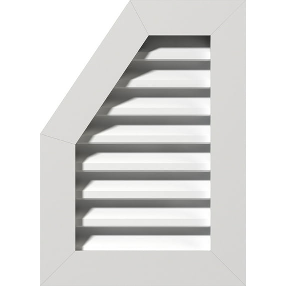 Ekena Millwork 36"W x 32"H Half Octagon Top Left (41"W x 37"H Frame Size) Functional, PVC Gable Vent with 1" x 4" Flat Trim Frame