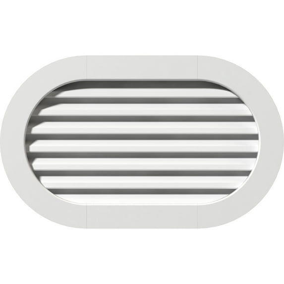 Ekena Millwork 36"W x 34"H Horizontal Round Ended (41"W x 39"H Frame Size) Functional, PVC Gable Vent with 1" x 4" Flat Trim Frame