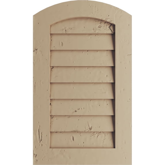 Ekena Millwork 36"W x 36"H Timberthane Knotty Pine Arch Top Faux Wood Non-Functional Gable Vent, Primed Tan