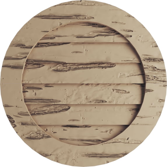 Ekena Millwork 36"W x 36"H Timberthane Pecky Cypress Round Faux Wood Non-Functional Gable Vent, Primed Tan