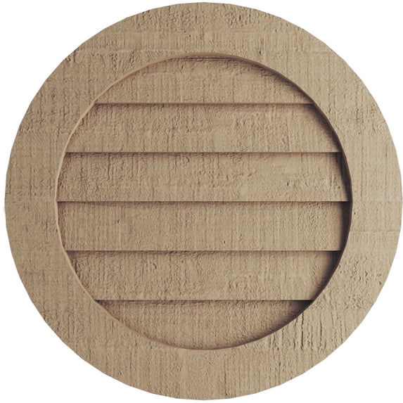 Ekena Millwork 36"W x 36"H Timberthane Rough Cedar Round Faux Wood Non-Functional Gable Vent, Primed Tan
