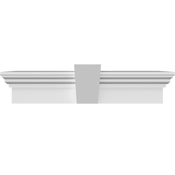 Ekena Millwork 37" Bottom Width x 43 1/4" Top Width x 9"H x 1"P Traditional Crosshead w/ Flat Keystone