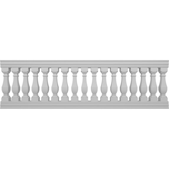 Ekena Millwork 38"H x 10'L Fiberthane Arcadian Unassembled Balustrade Railing Kit, Style G (7 3/8" On-Center Spacing to Pass 4" Sphere Code)