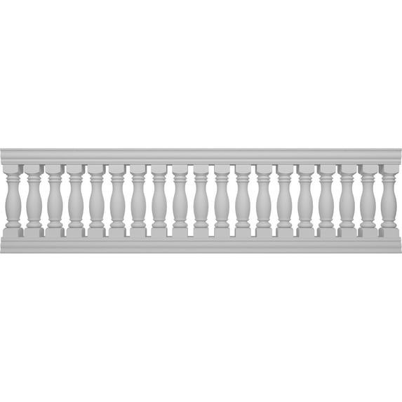 Ekena Millwork 38"H x 11'L Fiberthane Embassy Unassembled Balustrade Railing Kit, Style G (7" On-Center Spacing to Pass 4" Sphere Code)