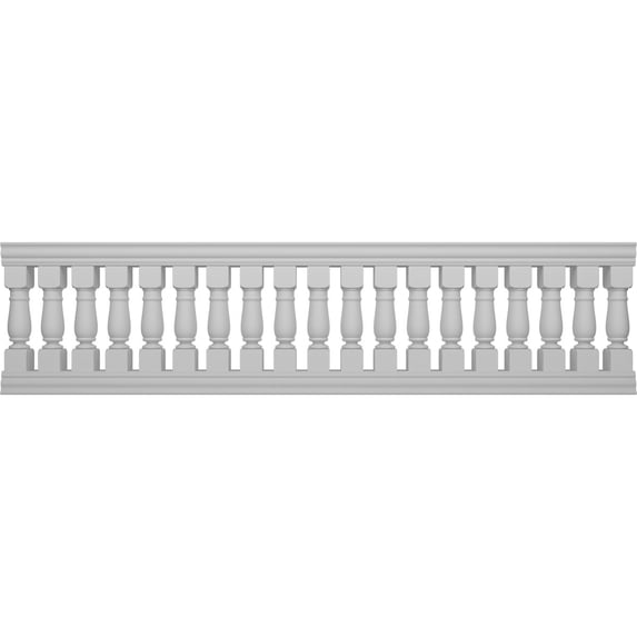 Ekena Millwork 38"H x 12'L Fiberthane Oxford Unassembled Balustrade Railing Kit, Style N (7 5/8" On-Center Spacing to Pass 4" Sphere Code)