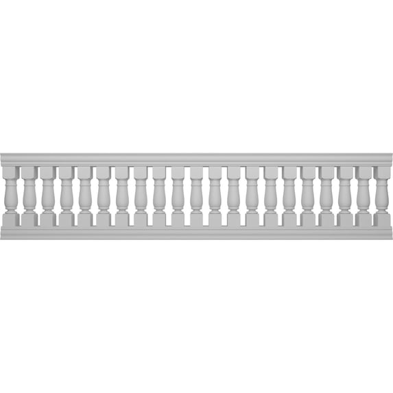 Ekena Millwork 38"H x 13'L Fiberthane Oxford Unassembled Balustrade Railing Kit, Style N (7 5/8" On-Center Spacing to Pass 4" Sphere Code)