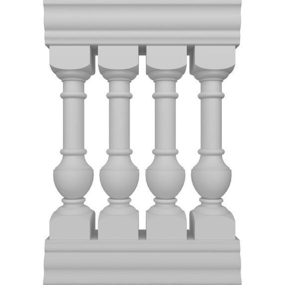 Ekena Millwork 38"H x 2'L Fiberthane York Unassembled Balustrade Railing Kit, Style G (6 3/8" On-Center Spacing to Pass 4" Sphere Code)