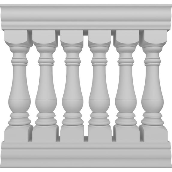 Ekena Millwork 38"H x 3'L Fiberthane Bradford Unassembled Balustrade Railing Kit, Style G (6 7/8" On-Center Spacing to Pass 4" Sphere Code)
