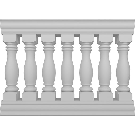 Ekena Millwork 38"H x 4'L Fiberthane Embassy Unassembled Balustrade Railing Kit, Style G (7" On-Center Spacing to Pass 4" Sphere Code)