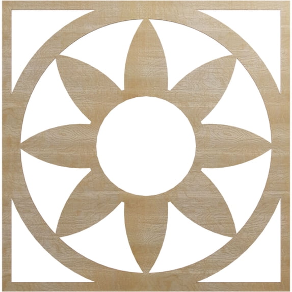 Ekena Millwork 38"OD x 13 1/8"ID x 3/8"T Blume Wood Fretwork Pierced Ceiling Medallion, Birch