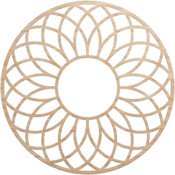 Ekena Millwork 38"OD x 13"ID x 1/4"T Cannes Wood Fretwork Pierced Ceiling Medallion, Alder