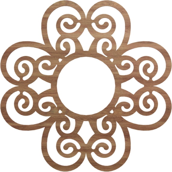 Ekena Millwork 38"OD x 13"ID x 3/8"T Cohen Wood Fretwork Pierced Ceiling Medallion, Walnut