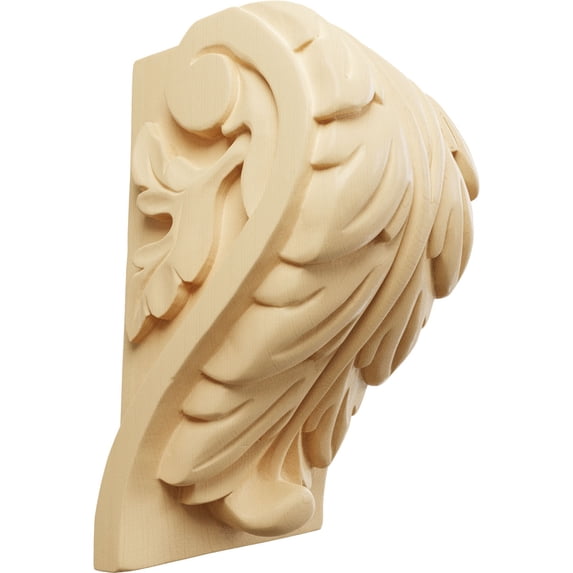 Ekena Millwork 4 1/2"W x 3 3/4"D x 7"H Extra Large Acanthus Leaf Block Corbel, Maple