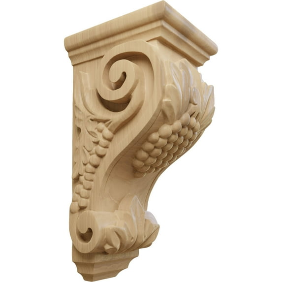 Ekena Millwork 4 1/2"W x 5"D x 10"H Medium Grape Corbel, Cherry