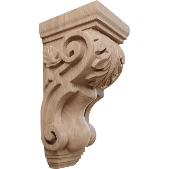 Ekena Millwork 4 1/2"W x 5"D x 10"H Medium Traditional Acanthus Corbel, Mahogany